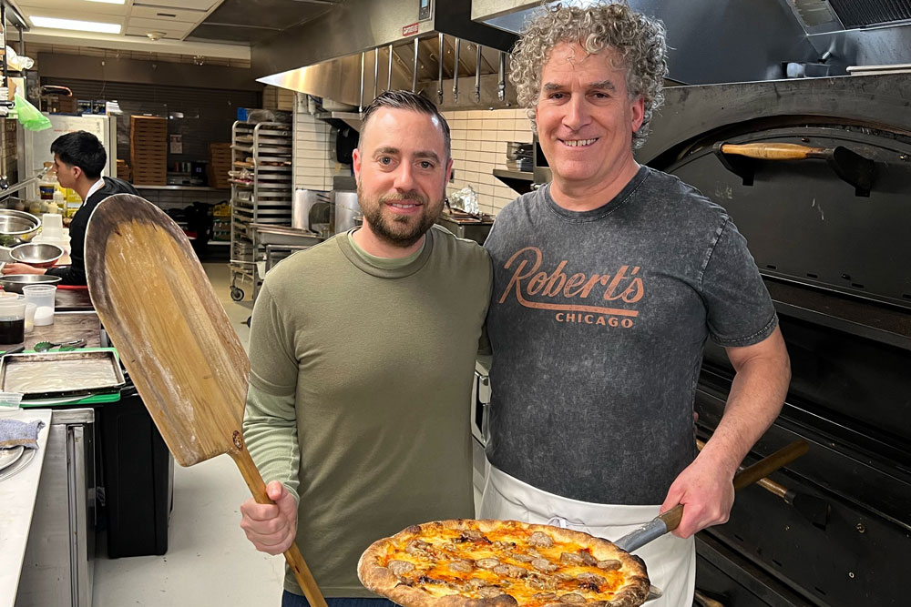 Jonathan Porter with Robert, a Chicago pizzeria owner